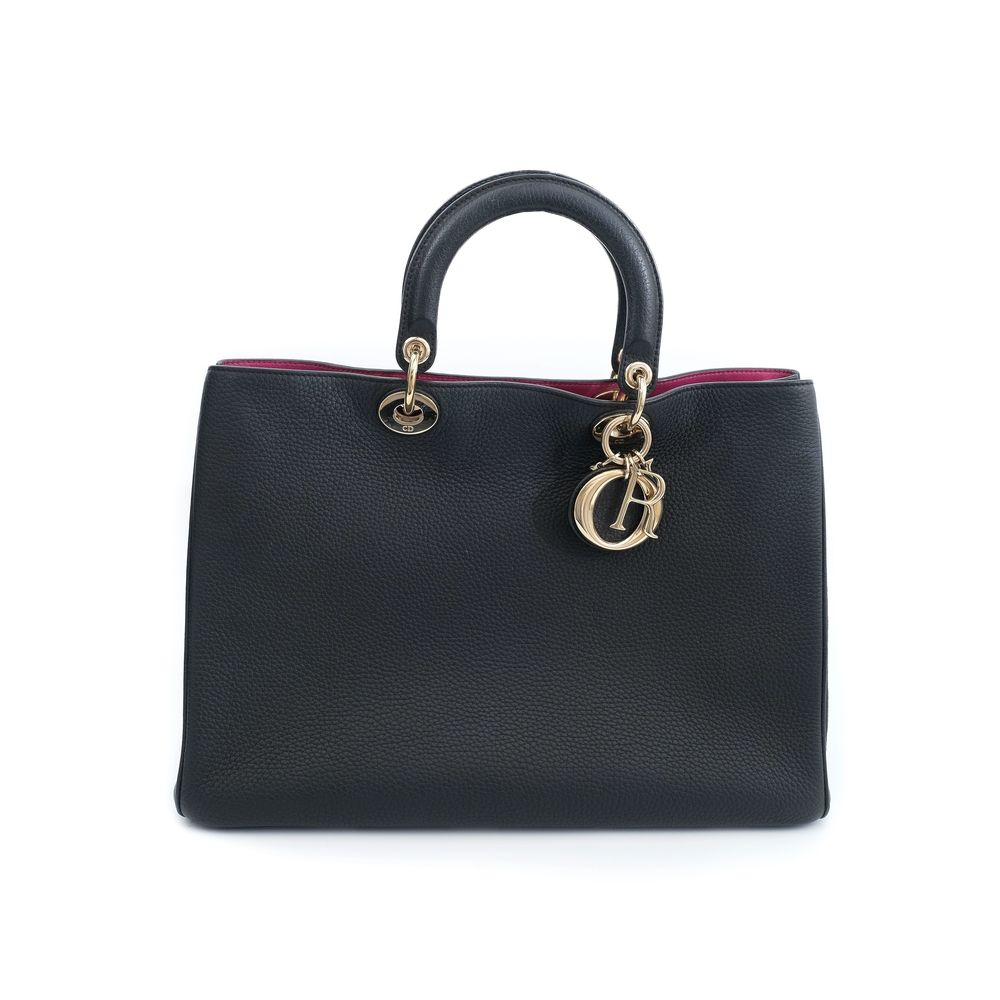 Excellent Dior Black Leather Handbag with Gold Hardware